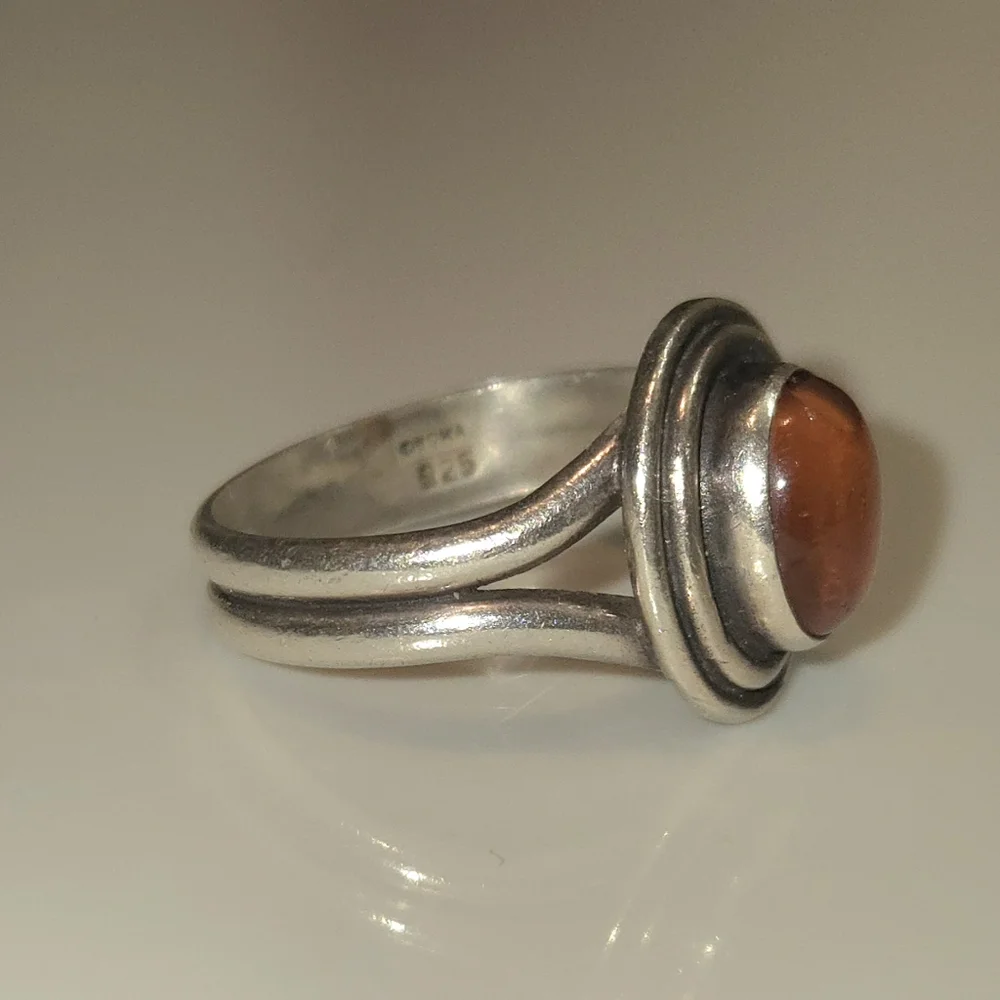 Vintage Sterling Silver Carnelian Ring Size 7